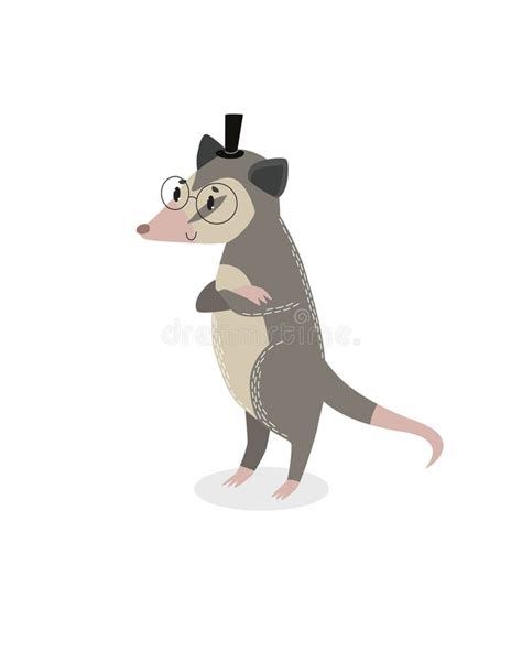 Print. Funny Cartoon Opossum. Possum Stands. Stock Illustration ...