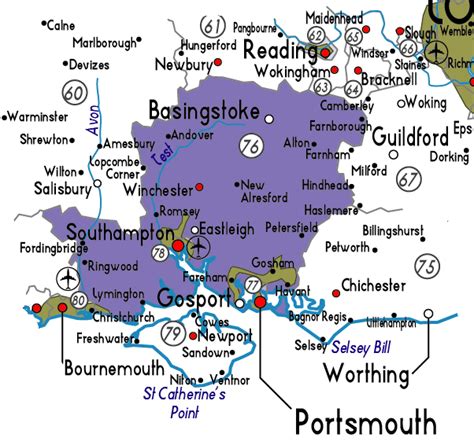 Map of Hampshire in England - Useful information about Hampshire