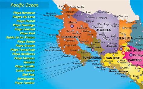 Map of Guanacaste and Nicoya Península Beaches in Costa Rica ...