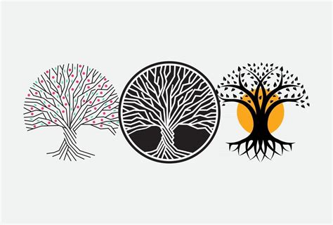 Tree logo set. Wisdom symbol for education. Vector round logo concept ...