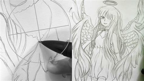 Anime Girl Angel Wings Drawing