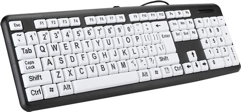 Large Print Computer Keyboard, Wired USB Full Size 104 Keys Keyboard ...