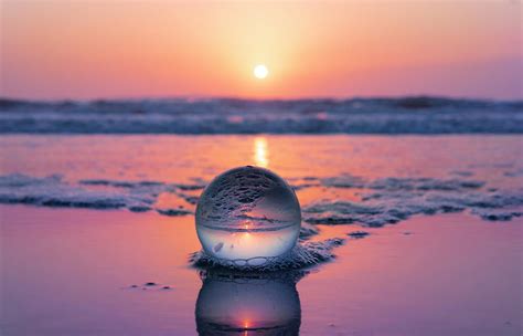 Beautiful Sunset Reflected On Colorful Ocean Beach Seashore Photograph ...