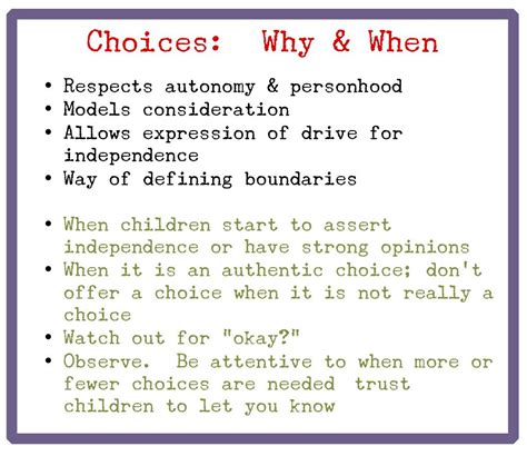 Choices: Why? When? | Visible Child