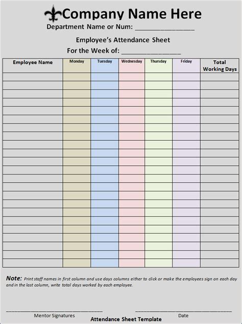 Attendance Sheet Template | Free Word Templates | Attendance sheet ...