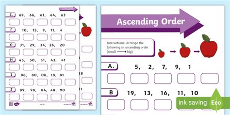 Ascending Order Worksheet (Teacher-Made)