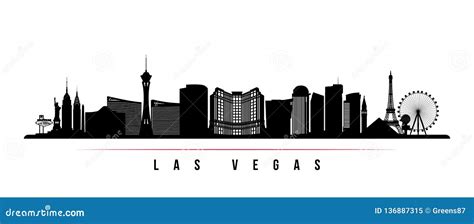 Las Vegas City Skyline Black And White Silhouette. Cartoon Vector ...