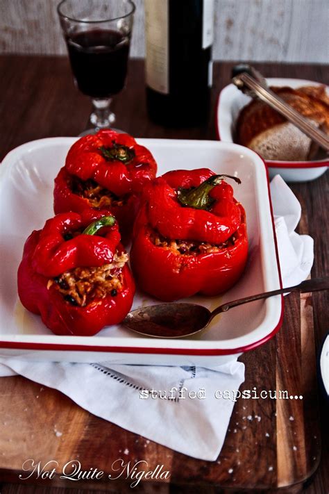 Bacon, Cheese & Barley Stuffed Capsicum @ Not Quite Nigella