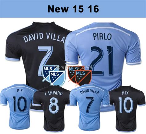 NYCFC 2015 16 New York City FC Soccer Jersey Home Sky Blue Away Black ...