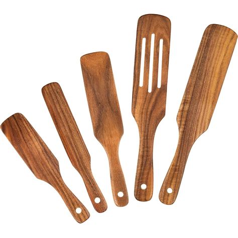 Visland Wooden Spatula Premium Natural Teak Wood Slotted Spatulas ...