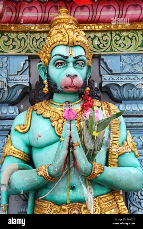 Statue of the Hindu Monkey God Hanuman, Sri Krishna Bagawan Temple in ...