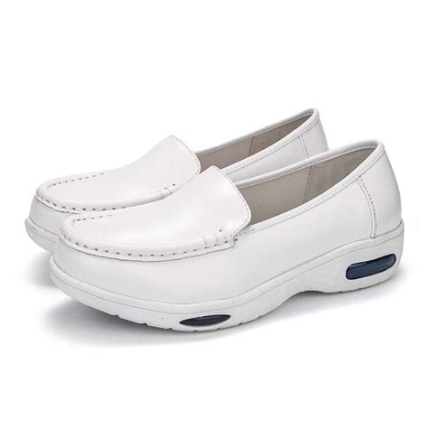 Nursing Clogs Comfortable Soft White Leather Medical Shoes Wholesale SH ...