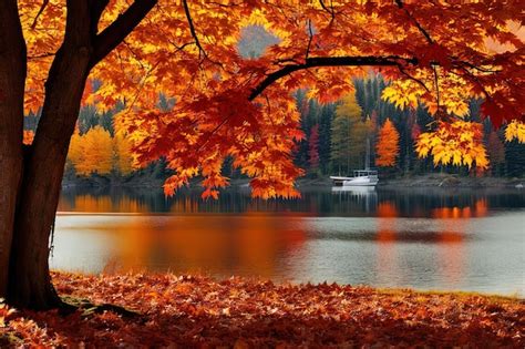 Premium Photo | A boat that is sitting in the water under a tree