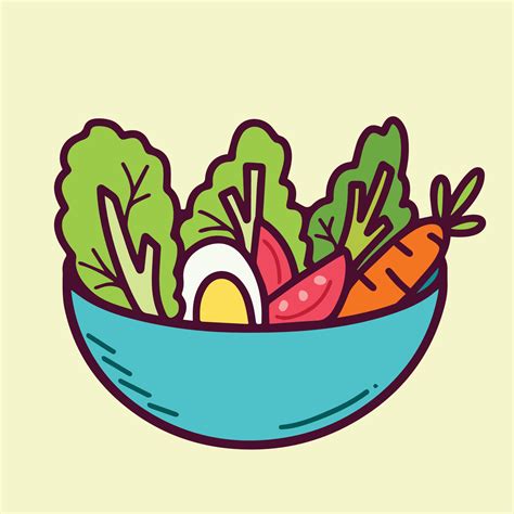 Healthy salad food for breakfast or vegan diet vector illustration with ...