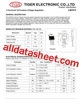 LM7815 Datasheet(PDF) - Tiger Electronic Co.,Ltd