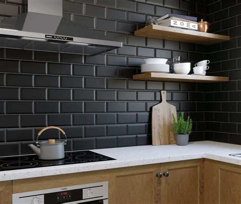 Creative Subway Tile Backsplash Ideas in 2020 | Black tiles kitchen ...