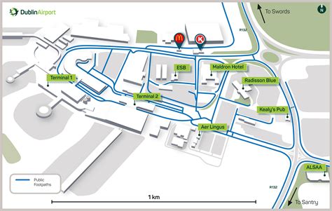 Dublin Airport terminals map DUB