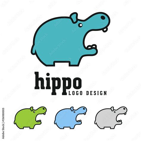 Hippo Logo Design Vector Illustration Stock Vector | Adobe Stock