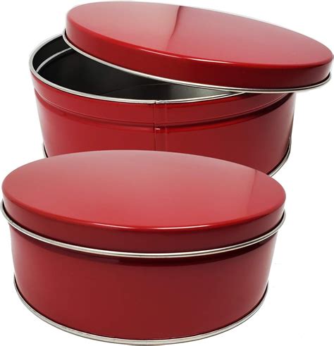 Premium Cookie Tin (2 Pack) Red Classic Design, Empty - Gift Container ...