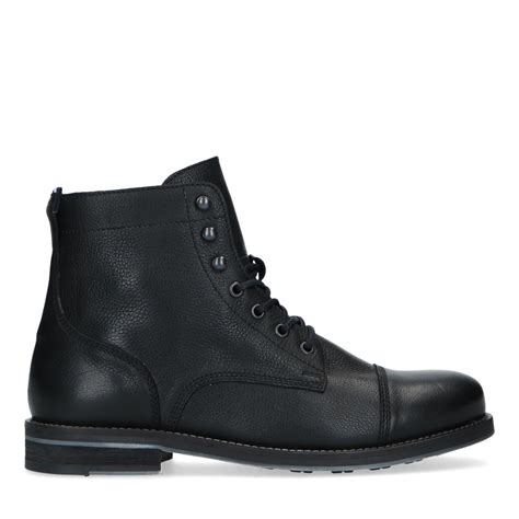 Zwarte leren veterboots - Herenschoenen - SACHA