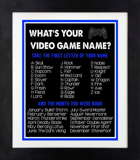 What's Your Video Game Name