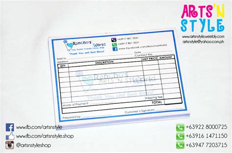 Provisional Receipts - ARTS 'N STYLE Printshop