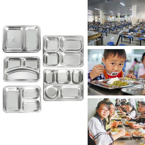 School Mess Hall Stainless Steel Divider Plate Lunch Container ...