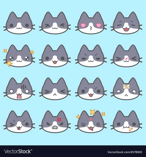 Set of simple cute cat emoticons Royalty Free Vector Image