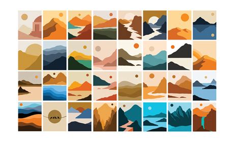 minimalist landscape vector illustration. creative abstract scenery of ...