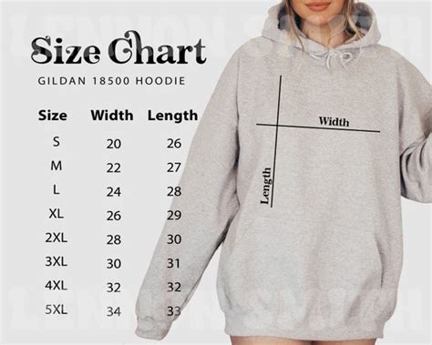 Gildan 18500 Sizing Chart Size Chart Gildan 18500 Hoodie - Etsy Australia