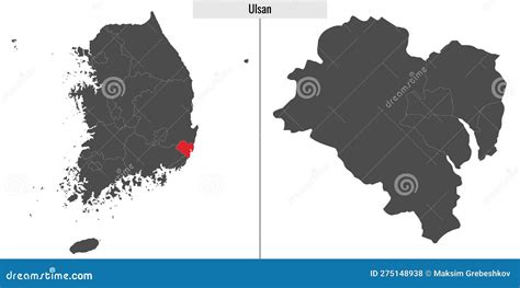 Map of Ulsan State of South Korea Stock Vector - Illustration of ...