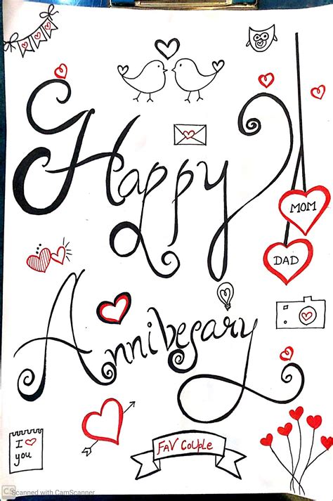 Handmade Anniversary Doodle for Mom and Dad