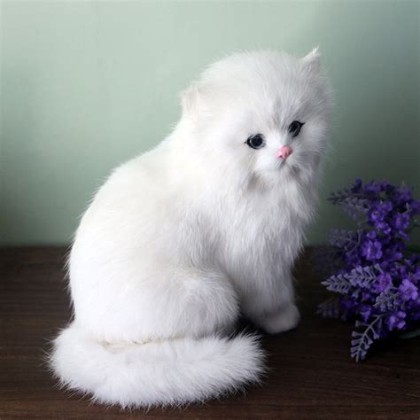 Realistic Cute Simulation Stuffed Plush White Persian Cats Toys Cat ...