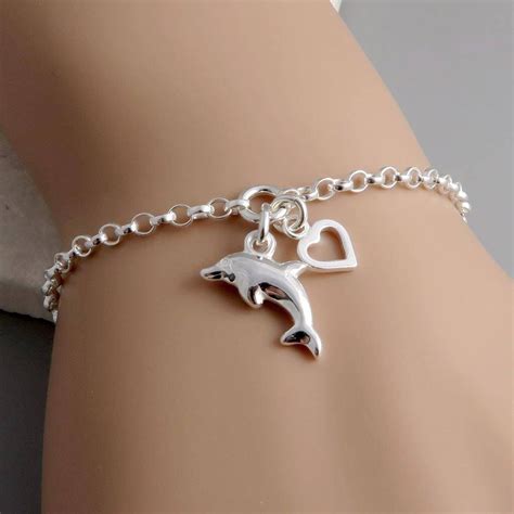 Excellent Pics Dolphin Bracelet - Sterling Silver Dolphin and Heart ...