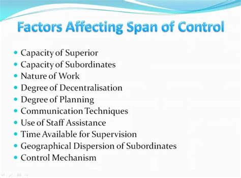 Important Factors Affecting Span of Control