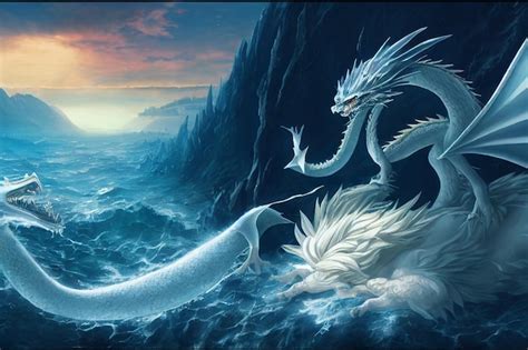 Premium Photo | Dragon in under water concept art illustration