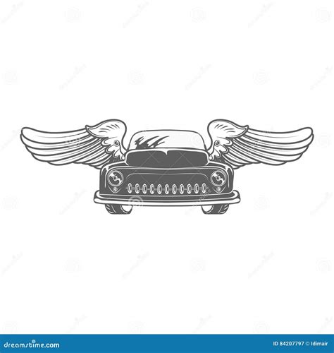 Retro Car with Wings Isolated Vector Illustration Stock Vector ...