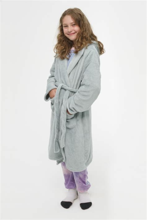 Boys & Girls Sizes 8-14 Green Hooded Dressing Gown Bath Robe (2708)