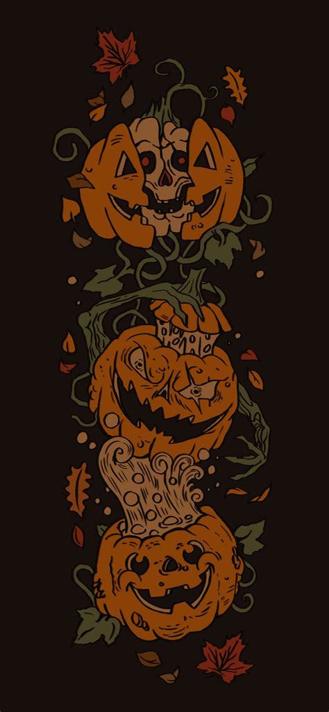 Scary Pumpkins Black Wallpaper - Aesthetic Halloween Wallpaper