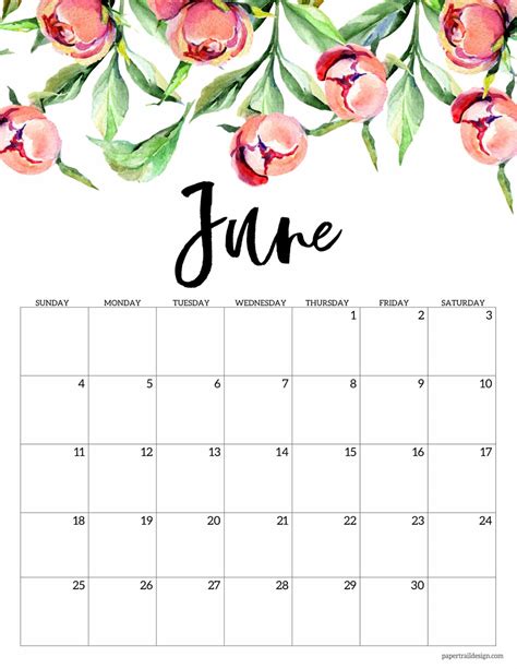 2023 water color floral calendar june - YesMissy