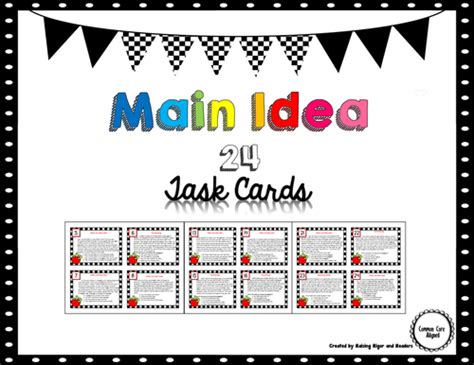 Main Idea Task Cards | Teaching Resources