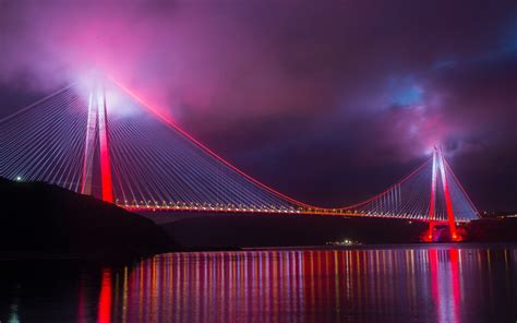 Download Turkey (Country) Night Man Made Bridge 4k Ultra HD Wallpaper