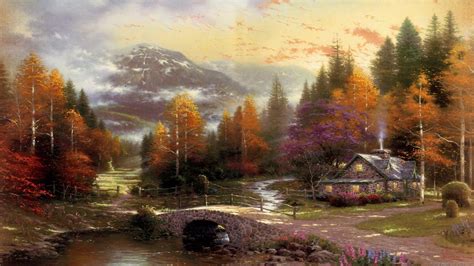 Thomas Kinkade Fall Wallpaper 1920x1080 - WallpaperSafari