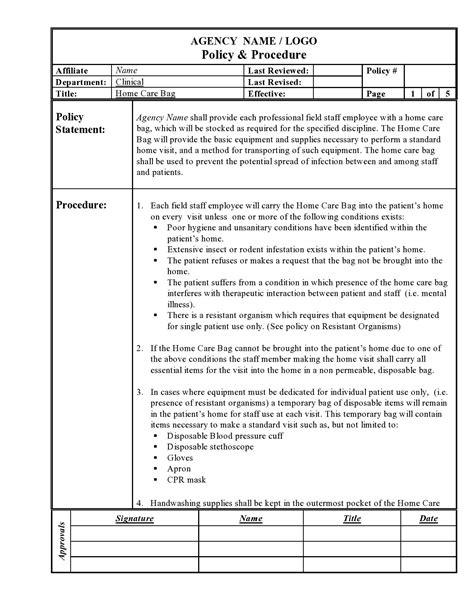 Non Medical Home Care Policies And Procedures Template