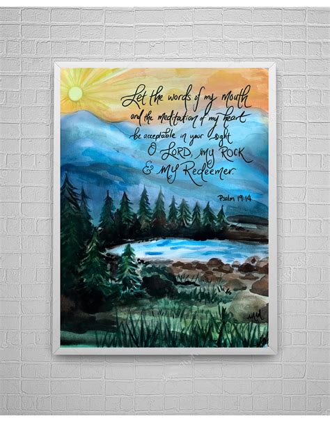 Psalm 19:14 Bible Verse Art Scripture Art - Etsy