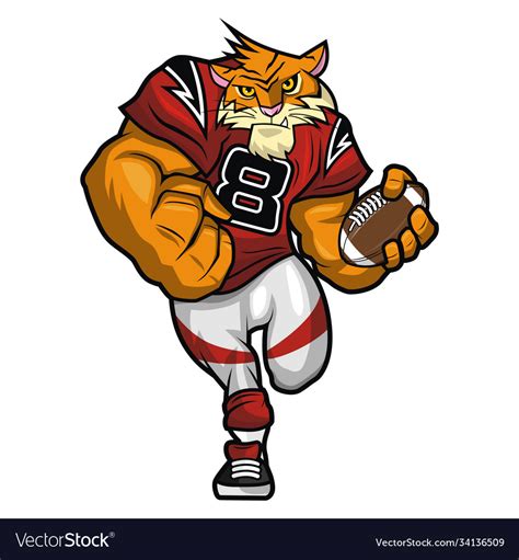 Yellow tiger - american football mascot character Vector Image