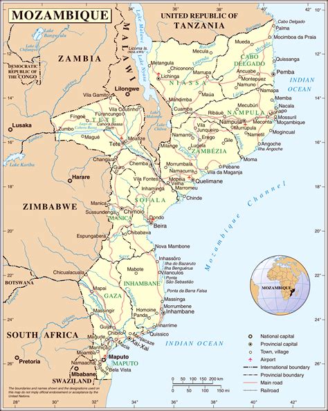 Large detailed political and administrative map of Mozambique | Vidiani ...