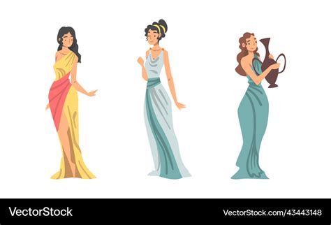 Ancient greek women in traditional clothes set Vector Image