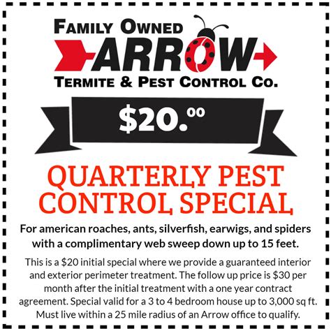 Coupons, Promotions, Special Offers Arrow Termite and Pest Control