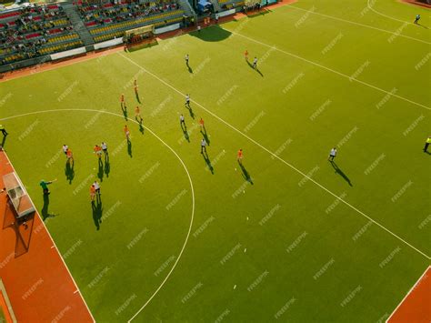 Free Photo | Aerial view of grass field for hockey